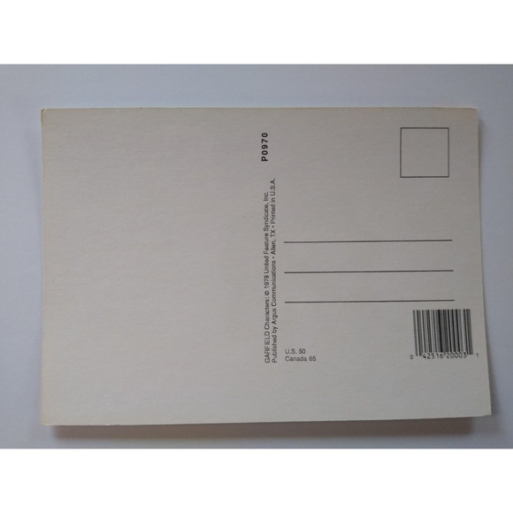 Garfield Cat Postcard Caveman Dog Dinosaur Ice Age Jim Davis 1978 Continental - Picture 2 of 2